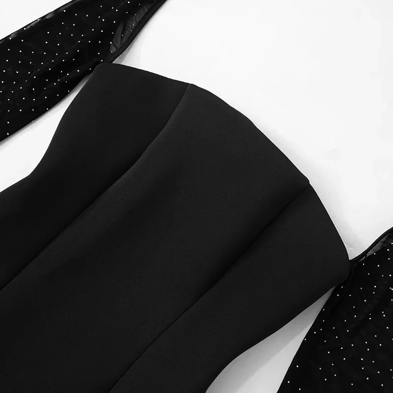 שמלת מיני בעיצוב שרוולי רשת נצנצים - GADE