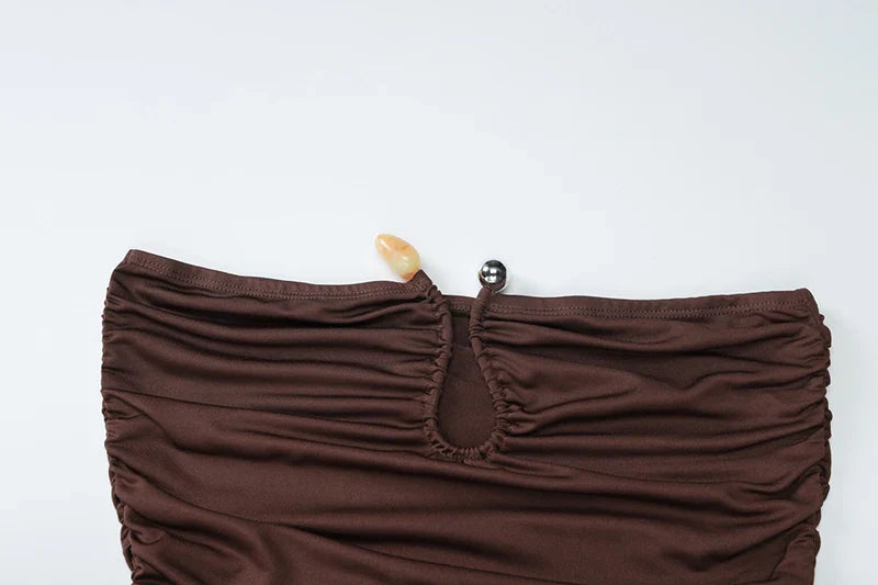 שמלת מקסי סטרפלס בעיצוב אבזם - מויה