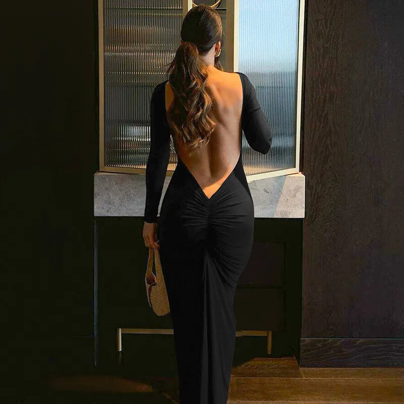 שמלת מקסי צמודה גב פתוח - קיקי