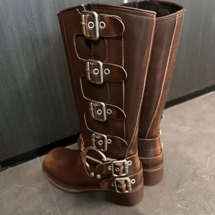Faux leather boots with belt buckles - Tennessee