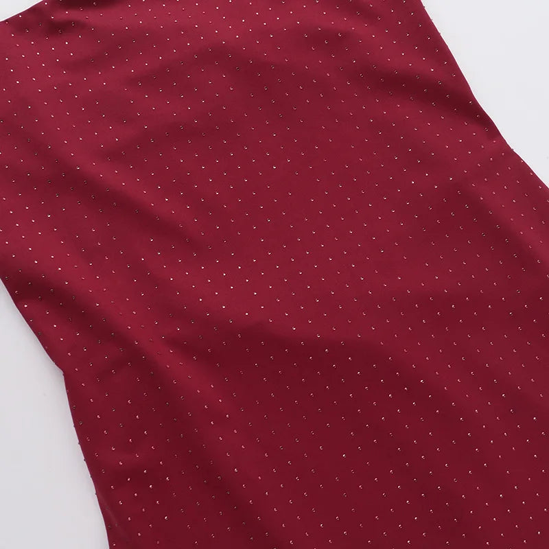 שמלת מיני צמודה בעיטור זרקונים מנצנצים - LIT