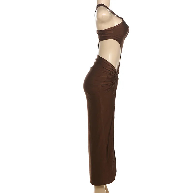 שמלת מקסי כיווצים בעיצוב פתחים ושסע - Natasha