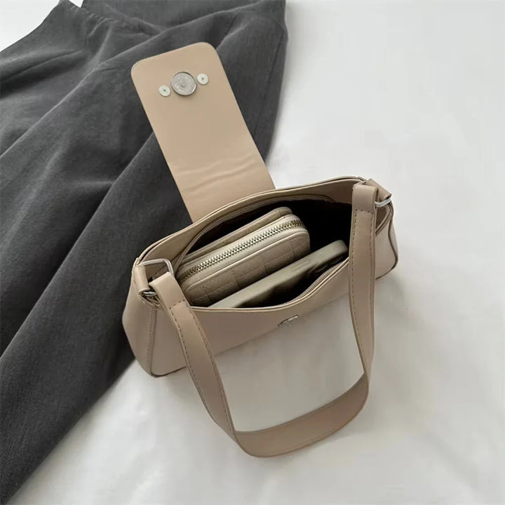 Faux leather bag with buckle design