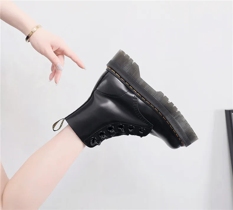 Satin lace-up leather boots - Winnie