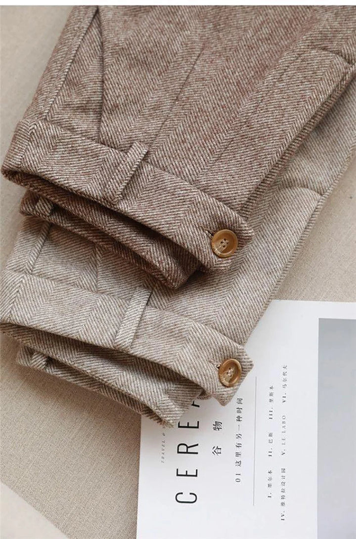 Pencil-cut wool pants