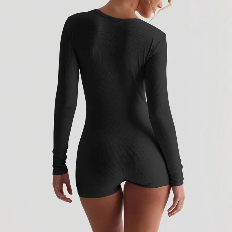 אוברול חלק אחד סרוג בעיטור כפתורים - Lauren