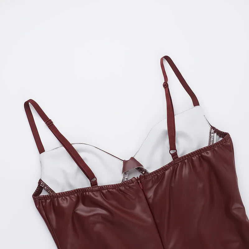 שמלת מקסי דמוי עור צמודה - פיקסי