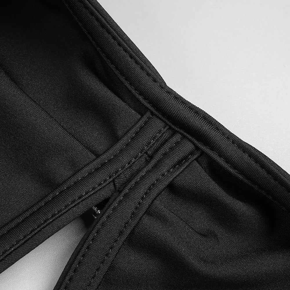 Maxi dress with a slit design and a mesh bodice with a diamond buckle - AMOR