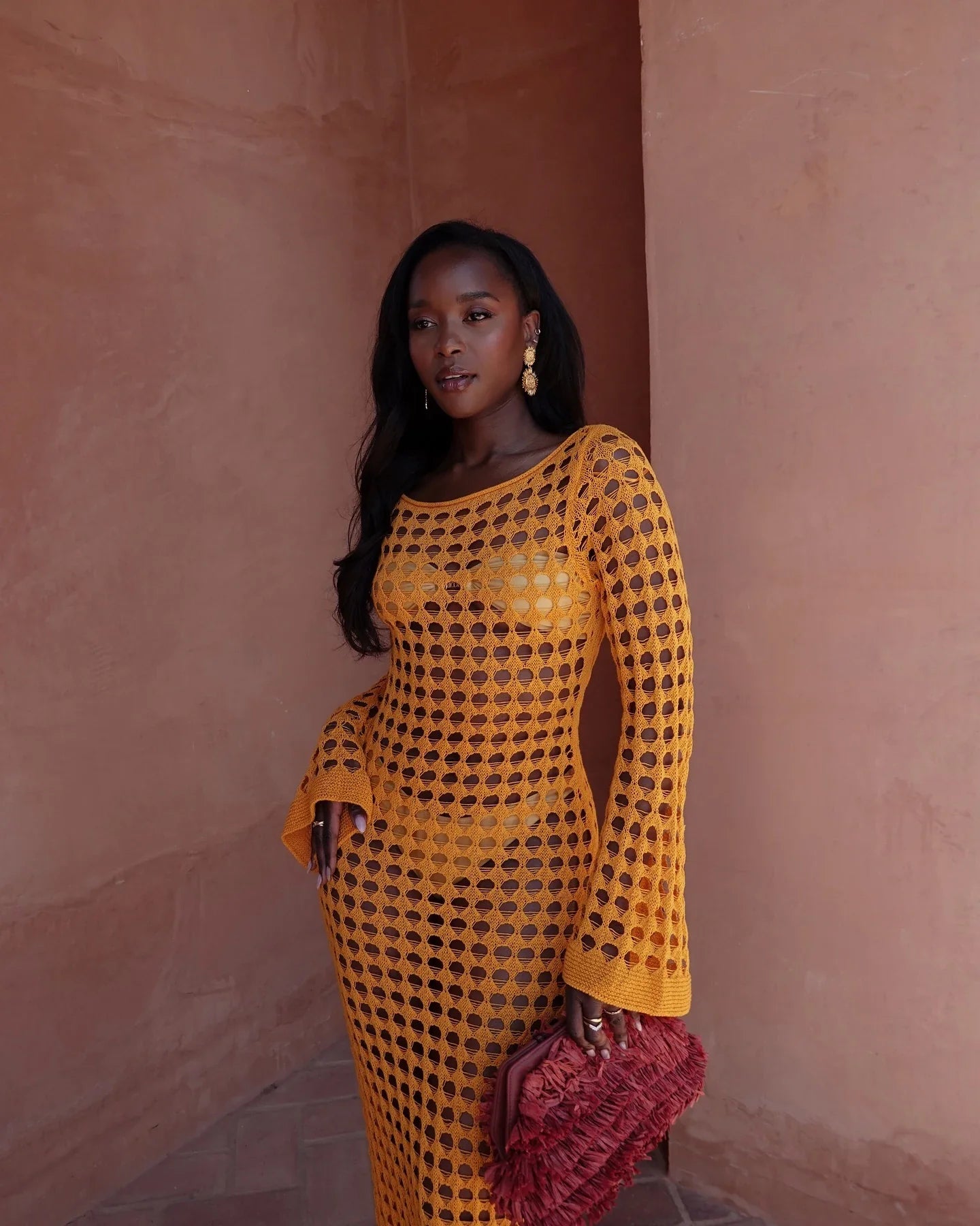 שמלת מקסי חוף רשת  - סול