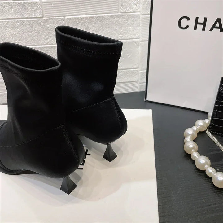 Silk satin pointed toe boots - Liran
