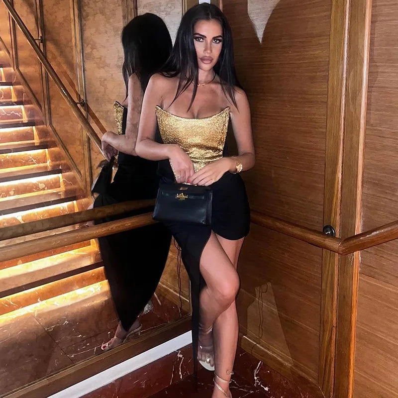 Gold Strapless Top - Goldie