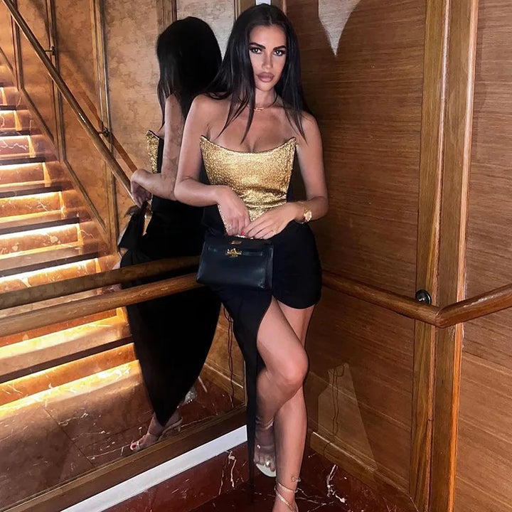 Gold Strapless Top - Goldie
