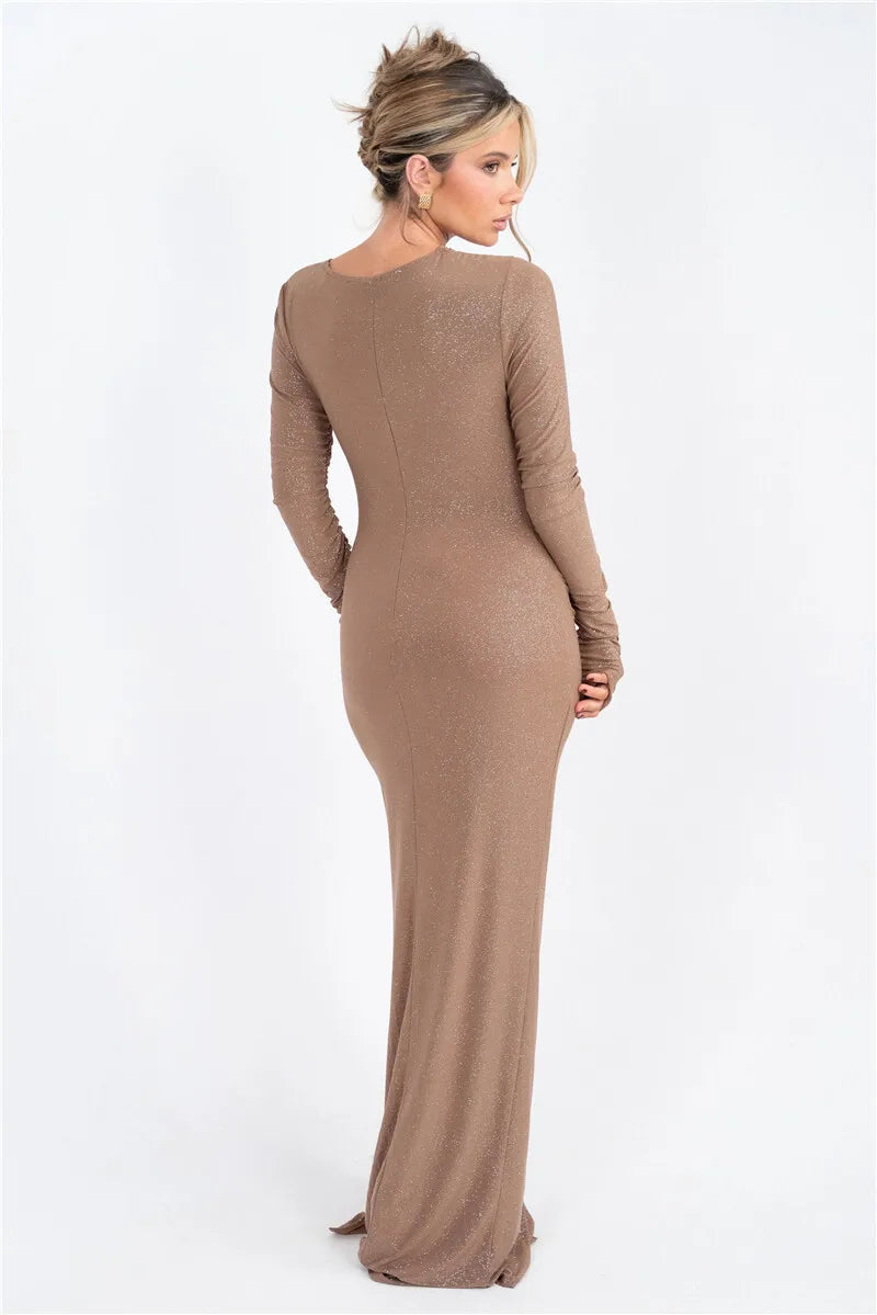 שמלת מקסי נצנצים בעיצוב כיווצים  - נופיה