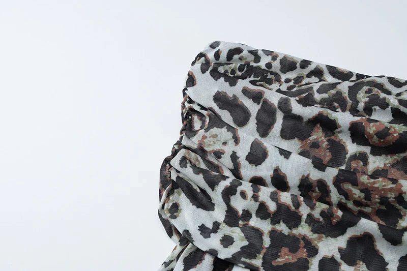 שמלת מקסי מנומרת כתפיים חשופות - ז'ני