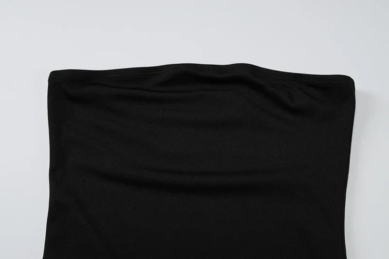 שמלת מקסי סטרפלס בעיצוב סאטן - מרינה