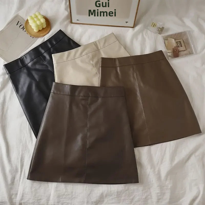 חצאית מיני דמוי עור גזרת A גבוהה - היילי