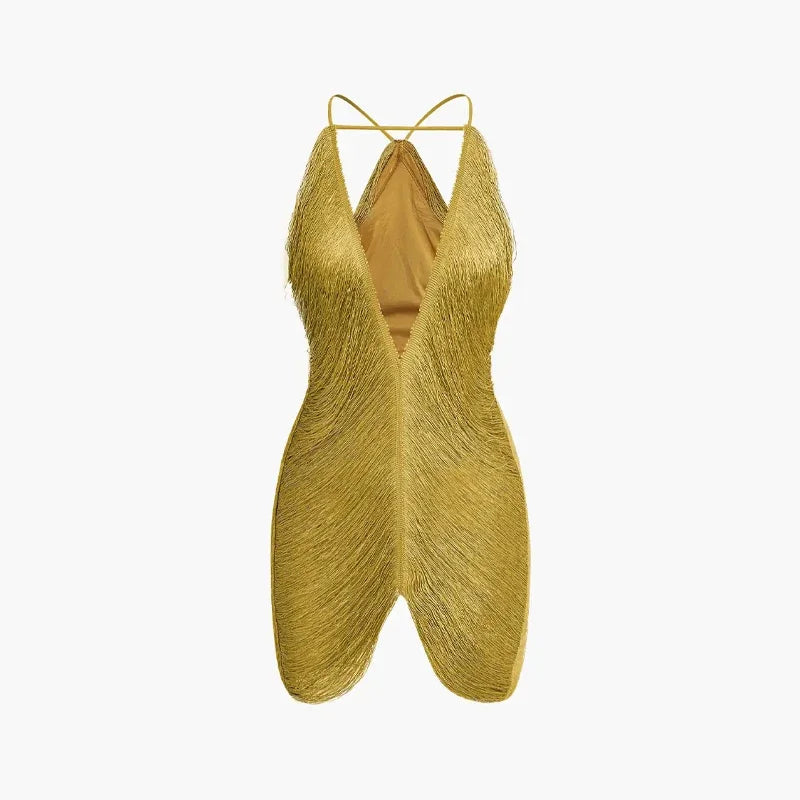 שמלת מיני חוטים מבריקים גב פתוח - Georgia