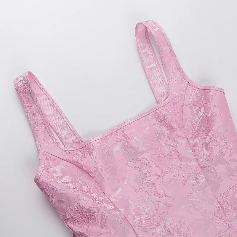 שמלת מיני בגזרת בעיטור רמת איורי פרחים ופפיון בגב - Louisa