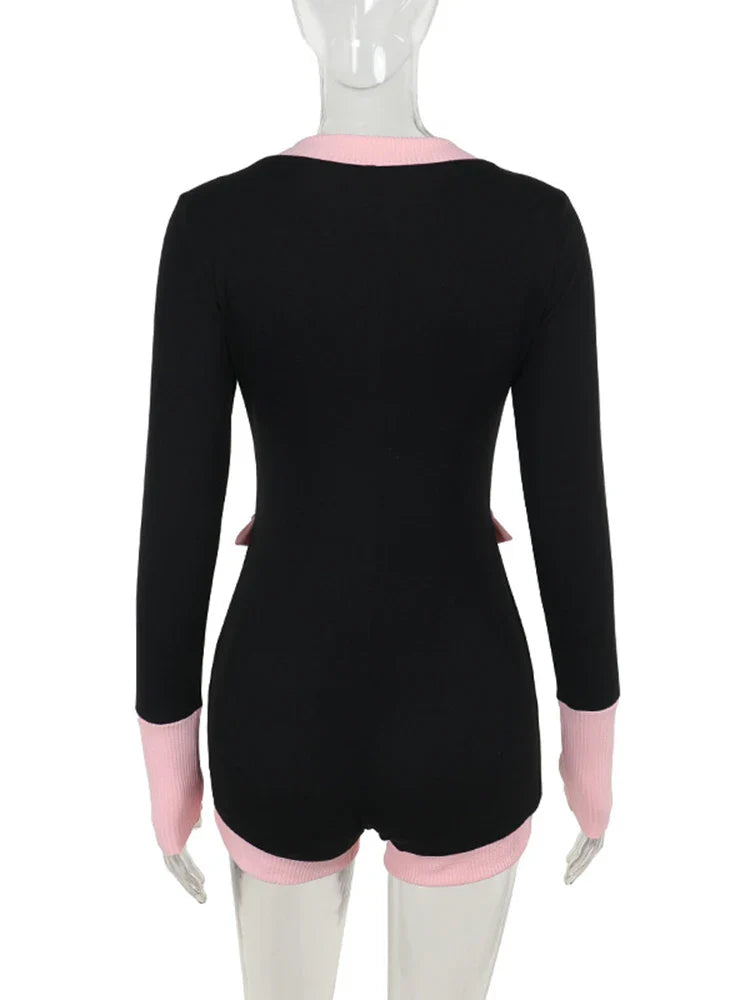 אוברול קצר סרוג בעיצוב מחויט בעיטור כפתורים - Hattie