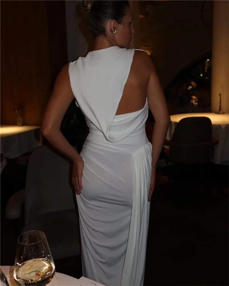 שמלת מקסי קיפולים בעיצוב שסע - אייז'ה