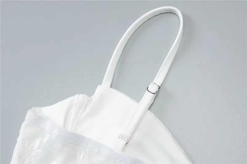 סט תחרה שני חלקים טופ גופיה וחצאית מקסי - מישל