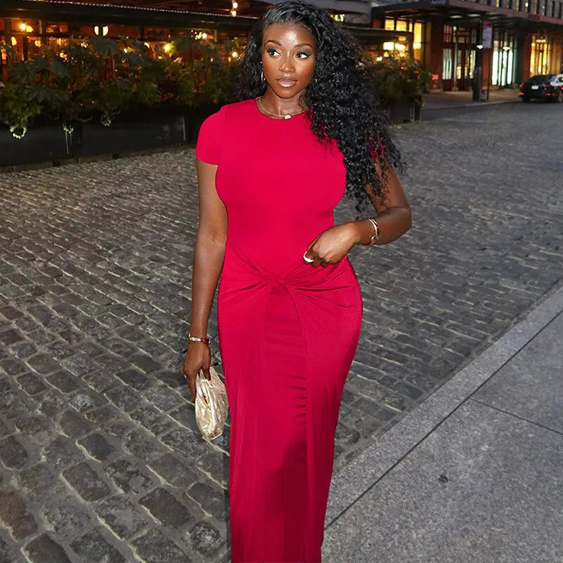 שמלת מקסי כיווצים בעיצוב קרוס - שיילה