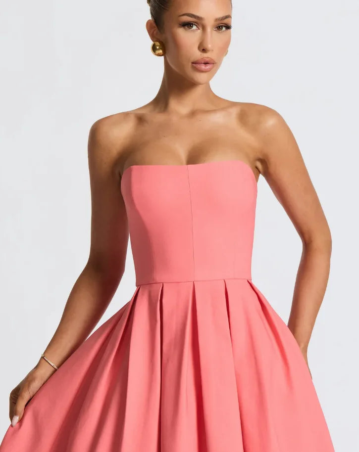 שמלת מידי סטרפלס בגזרת A - ארייא