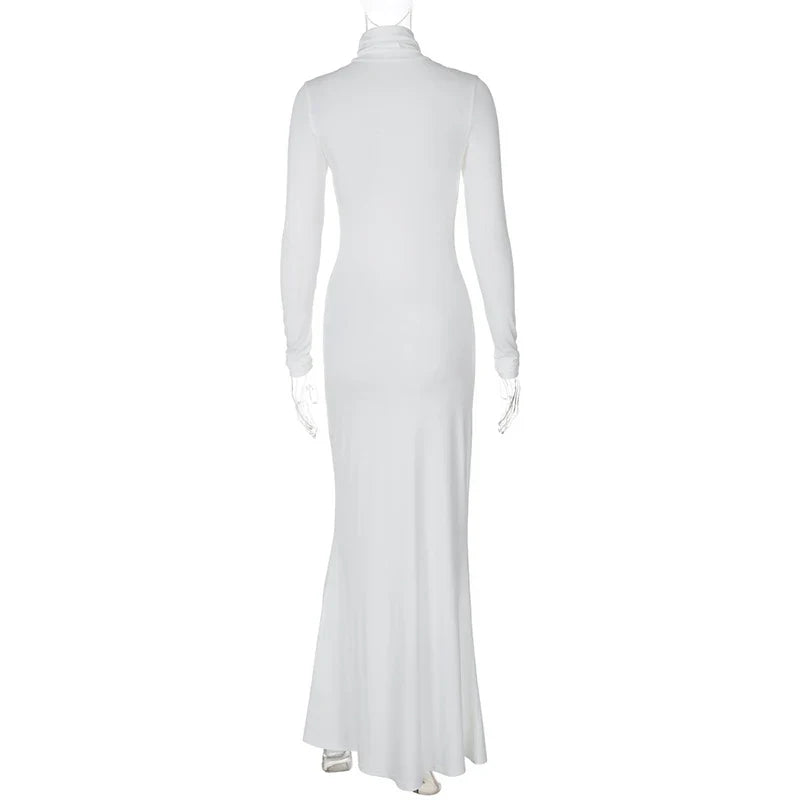 שמלת מקסי צנועה צווארון גולף - CALA