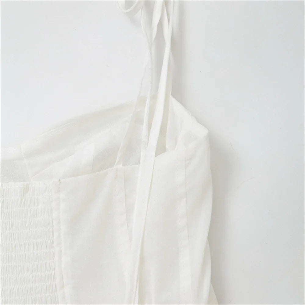 שמלת מקסי מלמלה בגזרת A קשירה בכתפיות - Allie