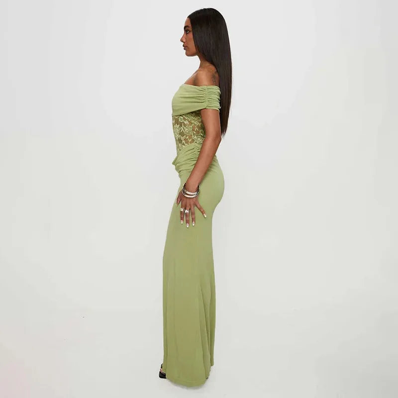 שמלת מקסי כתפיים חשופות בעיצוב תחרה - ג'סיקה