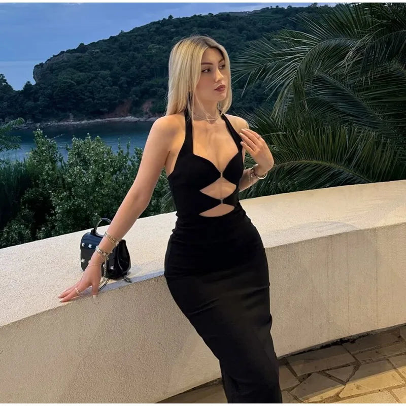 שמלת מקסי בעיצוב פתחים גב פתוח - סברין