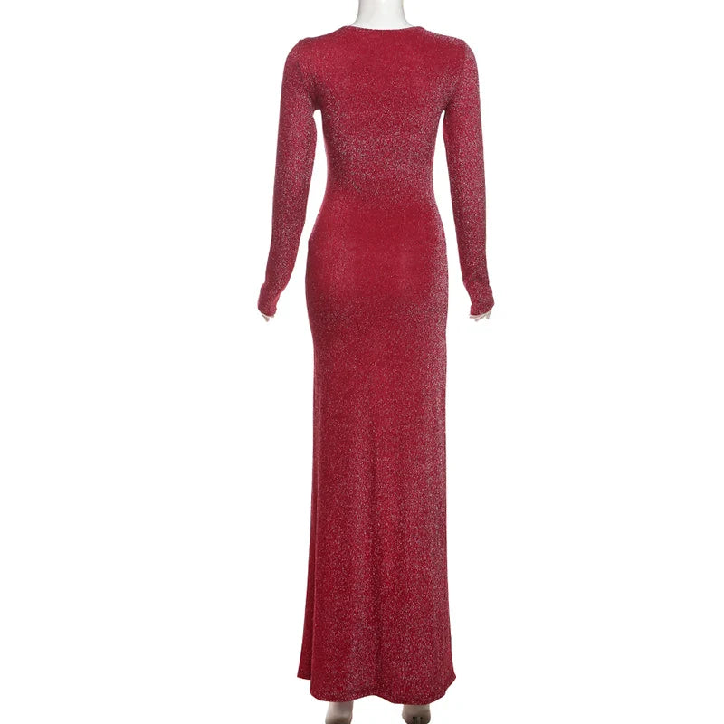 שמלת מקסי נצנצים בעיצוב שסע עמוק - Harlow