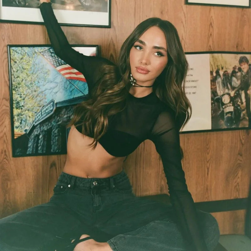 קרופ טופ רשת בעיצוב כיווצים - שון