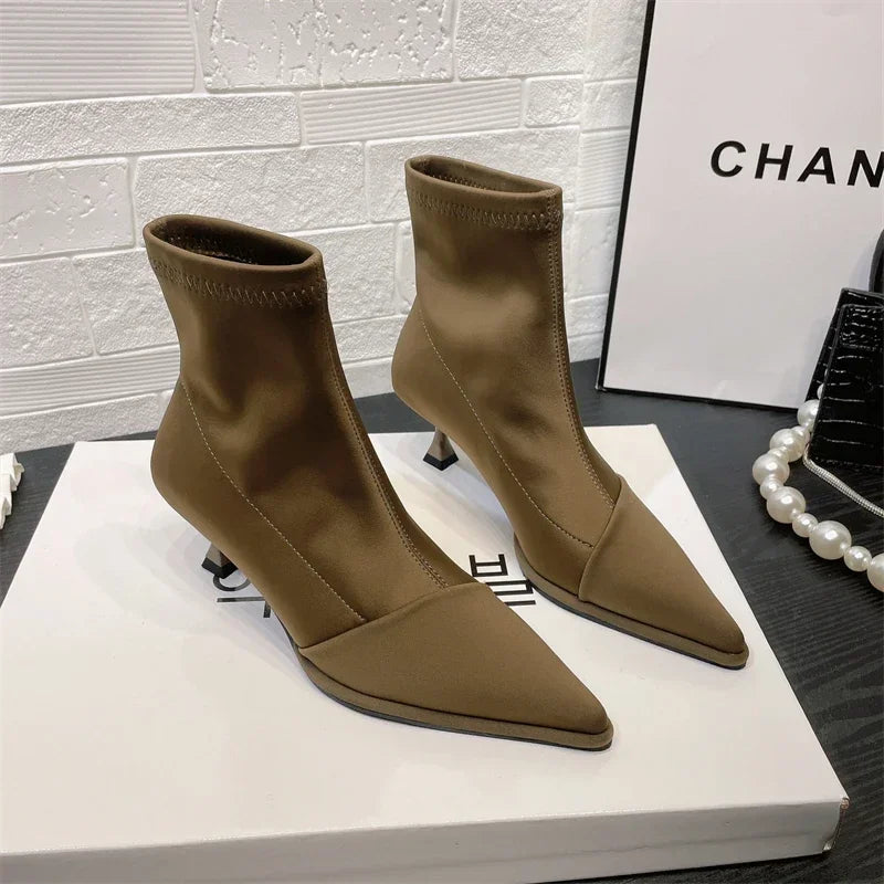 Silk satin pointed toe boots - Liran