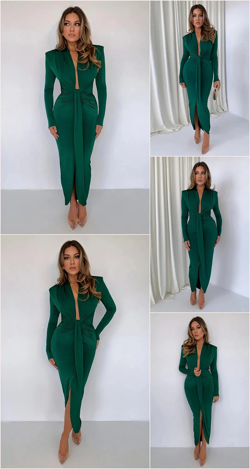 שמלת מקסי בד מחטב ומחמיא בעיצוב כיווצים - מי רן