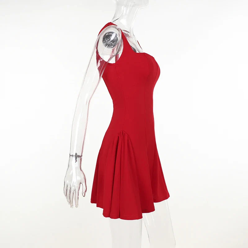 שמלת מיני גזרת A אלגנטית - נעה