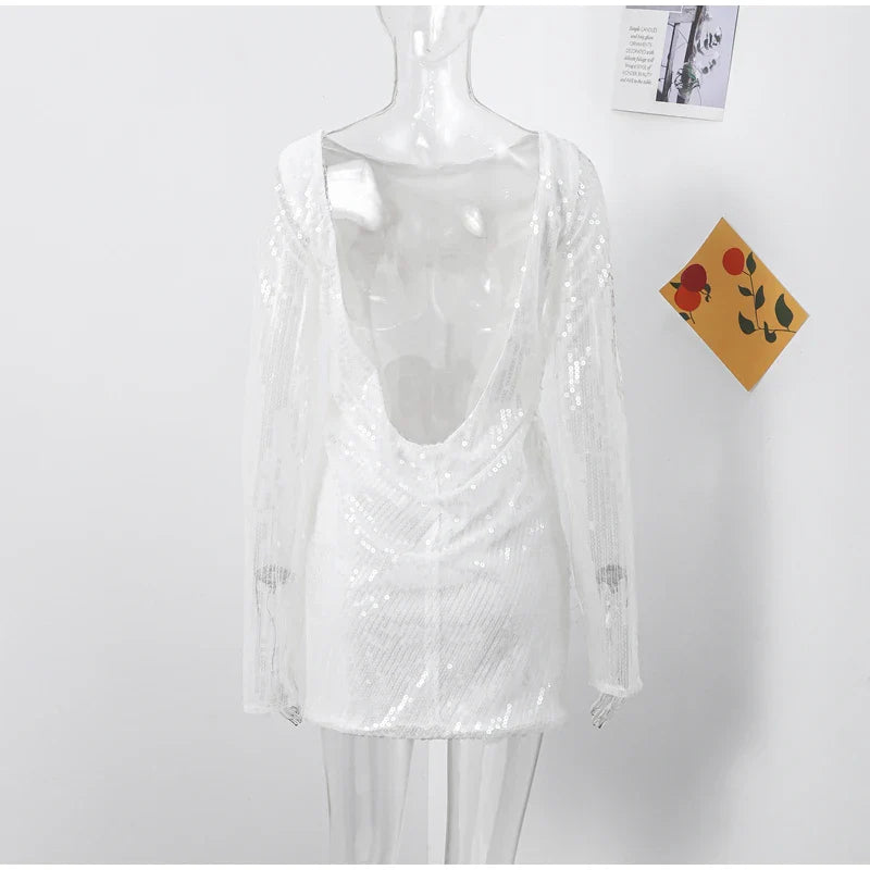 שמלת מיני פייטים גב פתוח - SOL