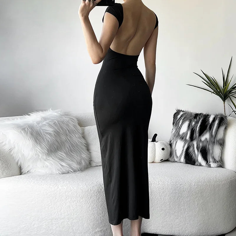 שמלת מקסי צמודה גב פתוח - Elia