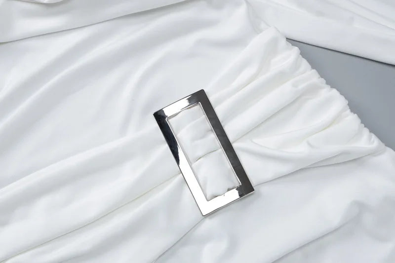 שמלת מיני גולף בעיטור חגורה שרוולים מלקחים - מוראל