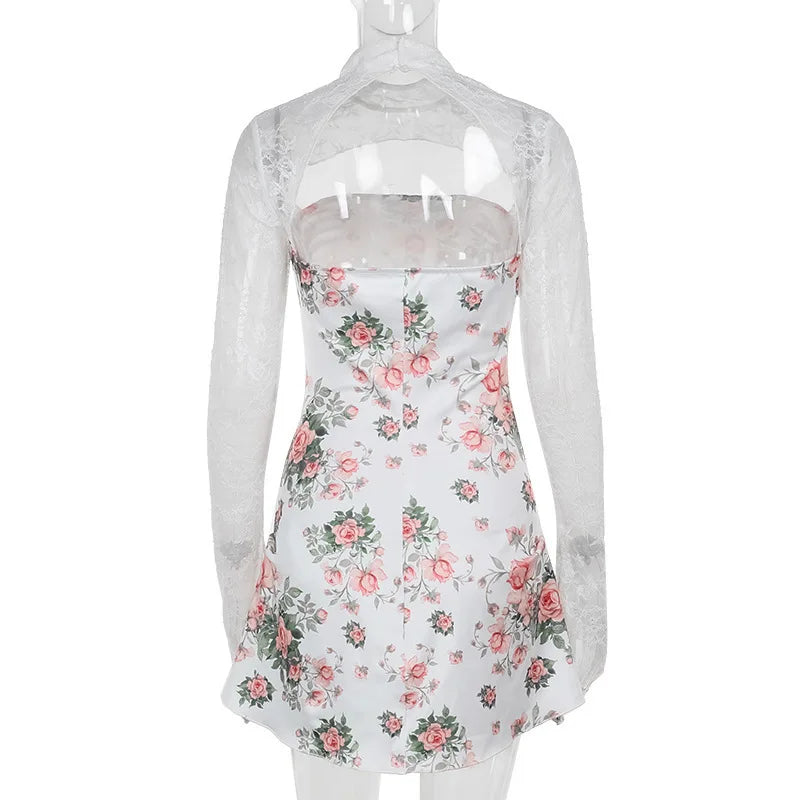 שמלת מיני פרחונית בעיטור תחרה - סיגל