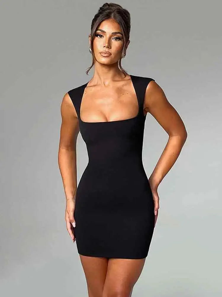 שמלת מיני בייסיק צמודה בד מחטב - Maddie