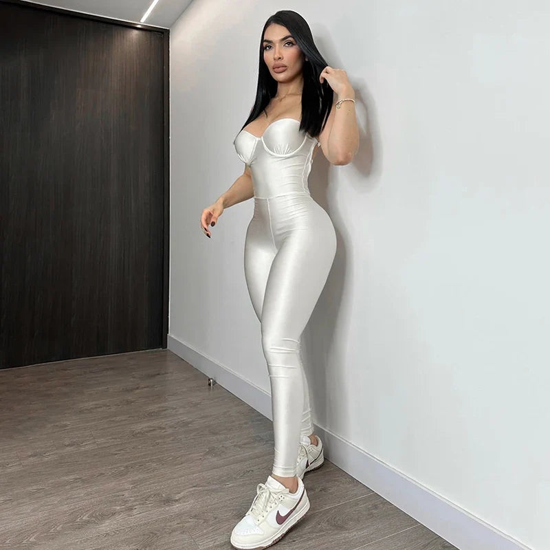 Shiny, shapely strapless jumpsuit - Lorelai