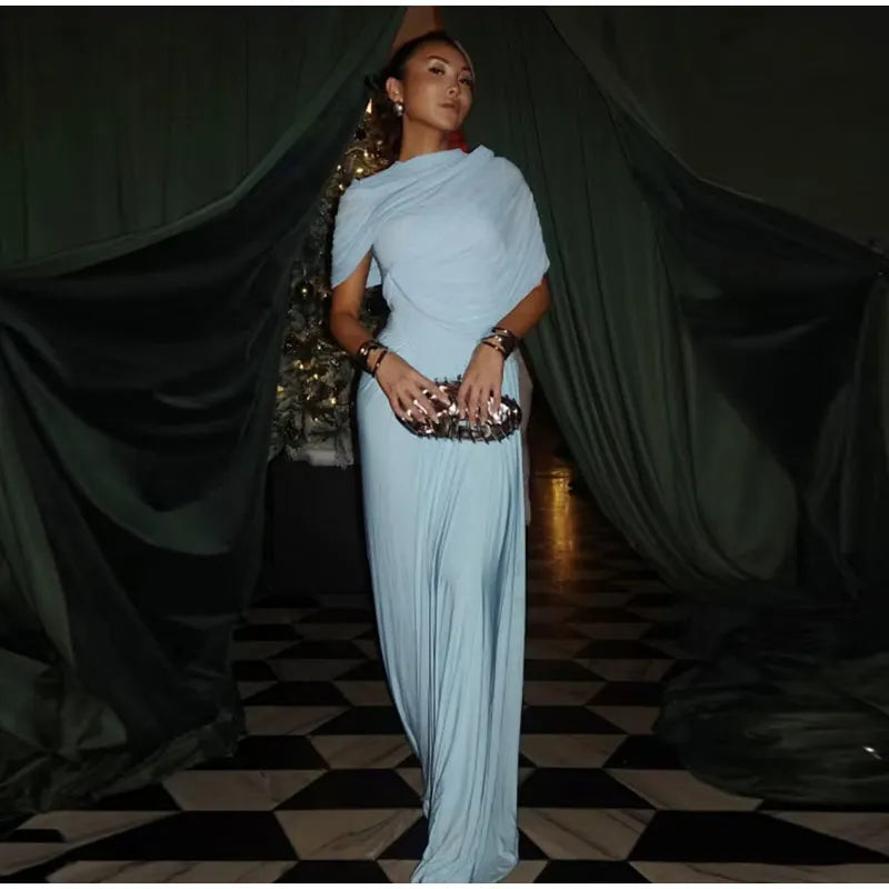 שמלת מקסי יוקרתית בעיצוב קיפולים - אמנדה