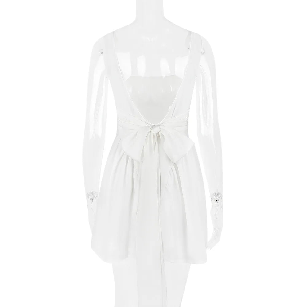 שמלת מיני בגזרת A קשירת פפיון מאחורה - לינדה