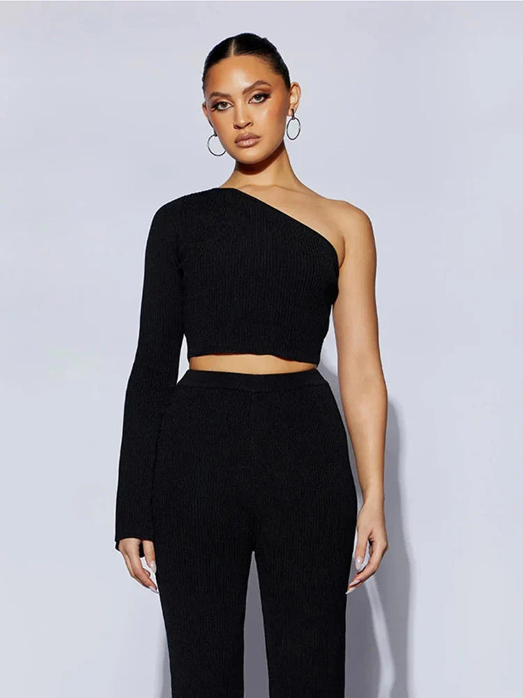 חולצה סרוגה שרוול אחד פעמון - ביאנקה