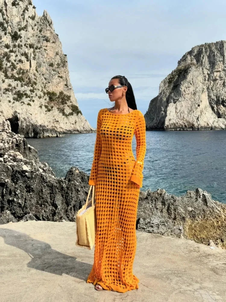 שמלת מקסי חוף רשת  - סול