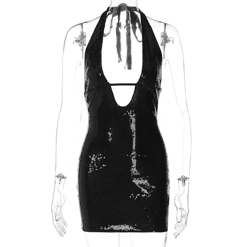 שמלת מיני פייטים צמודה גב פתוח - טייארה