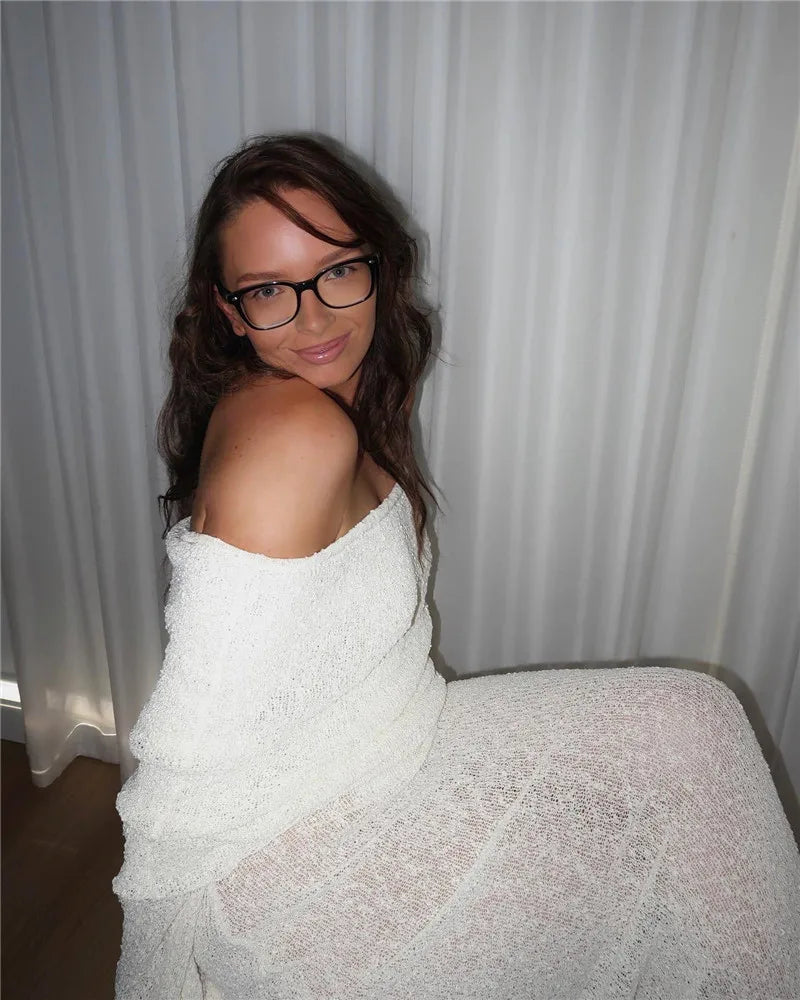 שמלת מקסי סרוגה כתפיים חשופות - אריקה