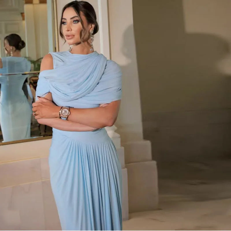 שמלת מקסי יוקרתית בעיצוב קיפולים - אמנדה