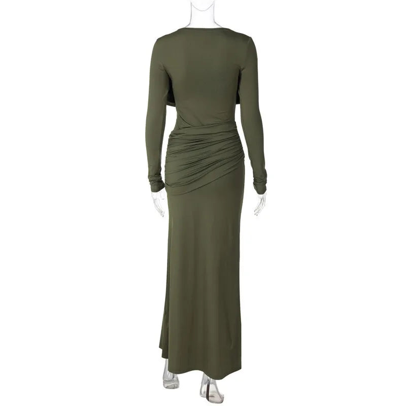 שמלת מקסי צנועה בעיצוב כיווצים - שריי